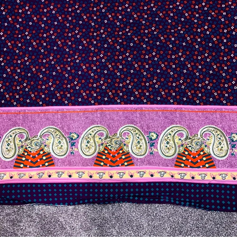 Paisley Cotton Fabric - Purple Double Border 9 Yards X 54” Paisley